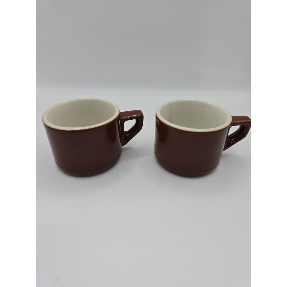Pair Of  ACF Vintage Italian 2oz Brown Espresso Demitasse Cups No Saucers 2x2.5"